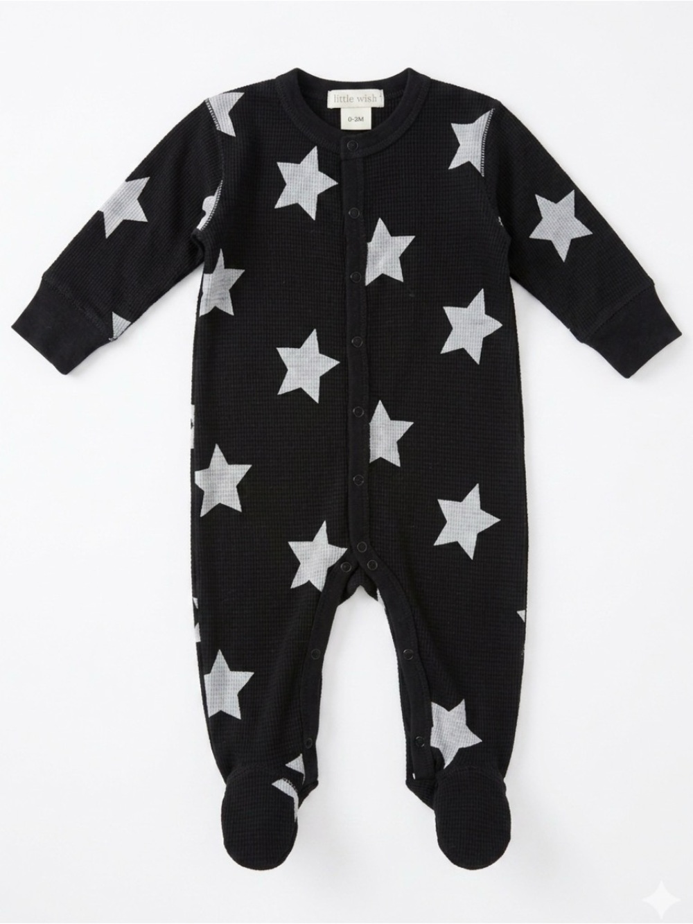 Little Mish Black Footed One-Piece with White Star Print